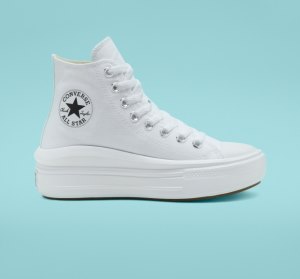 Dámské Boty Na Platformy Converse Chuck Taylor All Star Move Bílé Béžový Bílé Černé | 17JUGEHIV
