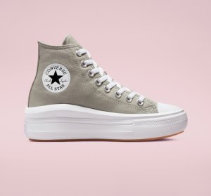Dámské Boty Na Platformy Converse Chuck Taylor All Star Move Olivy Zelené Bílé Bílé | 25VWQDXYI