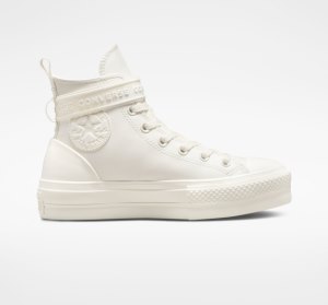 Dámské Boty Na Platformy Converse Chuck Taylor All Star Lift Læder Bílé | 32IFRAQUO