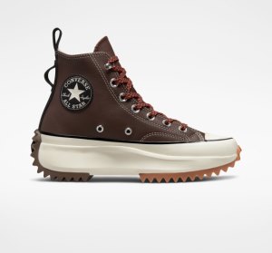 Dámské Boty Na Platformy Converse Run Star Læder Černé | 28WCFYQJU