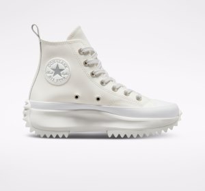 Dámské Boty Na Platformy Converse Run Star Læder Bílé Stříbrné | 67YVQFPIW