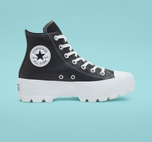Dámské Kožené Boty Converse Chuck Taylor All Star Lugged Læder Černé Bílé Bílé | 60NYCLOZQ