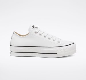 Dámské Kožené Boty Converse Chuck Taylor All Star Lift Læder Bílé Černé Bílé | 73KYAMRUL