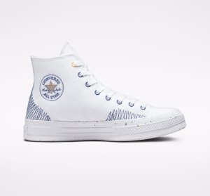 Dámské Plátěné Boty Converse Chuck 70 Stitched Bílé Indigo | 34MOUNSVP