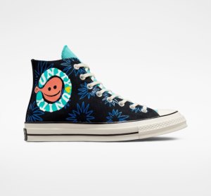 Dámské Plátěné Boty Converse Chuck 70 Sunny Floral Černé Tyrkysové Královská Modrá | 51KMWPXNB