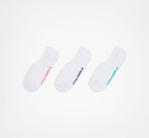 Dámské Ponožky Converse 3-Pack Wordmark Cushion No-Show Bílé | 10ZAYNXHG