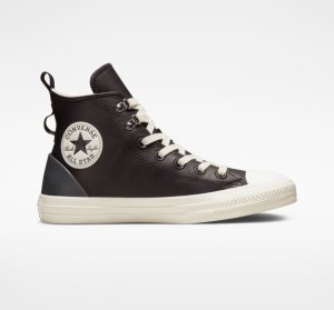 Dámské Vysoké Converse Chuck Taylor All Star Læder Černé Černé | 41NKDBTIW