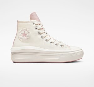 Dámské Vysoké Converse Chuck Taylor All Star Move Tonal Materials Šedé Fialové Červené Růžové | 85DVKLFPN