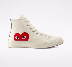 Dámské Vysoké Converse Comme des PLAY Chuck 70 Bílé Červené | 72PQZDJIH