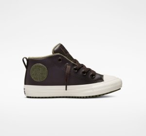 Dětské Boty Converse Chuck Taylor All Star Street Læder Hnědé | 98XEJGANI