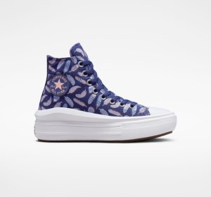 Dětské Boty Na Platformy Converse Chuck Taylor All Star Move Feathers Fialové Královská Modrá | 74RCKJATE