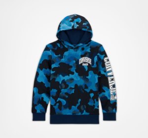 Dětské Mikiny S Kapucí Converse Camo Pullover Tmavě Blankyt | 12NEOJHFS