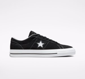 Pánské Semišové Boty Converse CONS One Star Pro Černé Černé Bílé | 65LHVFPOT