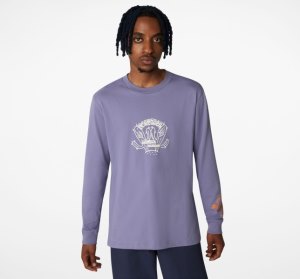Pánské Tričko Converse Desert Grafická Long Sleeve Fialové | 60DEUNBCP