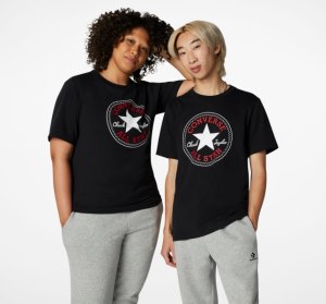 Pánské Tričko Converse Go-To Chuck Taylor Classic Patch Standard Fit Černé | 97UONGXFA